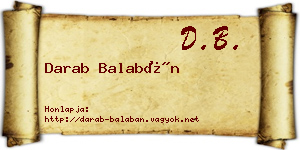 Darab Balabán névjegykártya